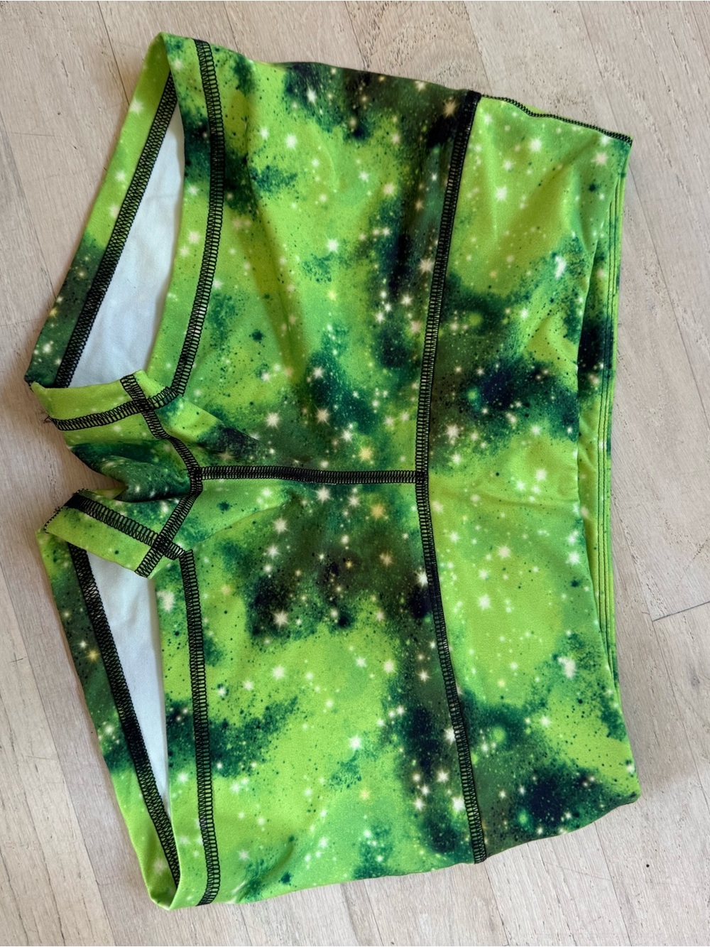 Fleo Lime Green Galaxy Print Athletic Shorts